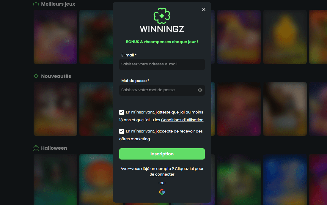 Winningz Casino inscription