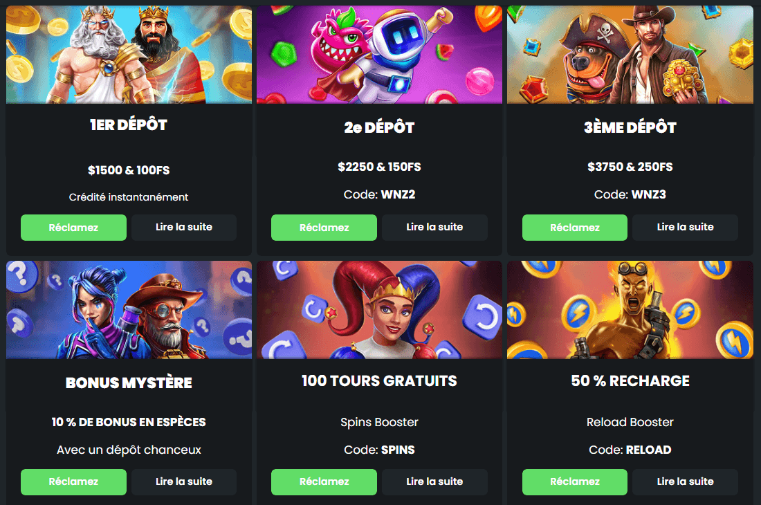 Winningz Casino promotions